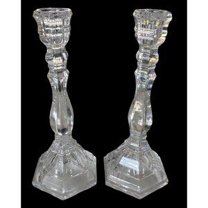 Pair Of Tiffany & Co Crystal Glass Candle Holders Candlesticks Vintage